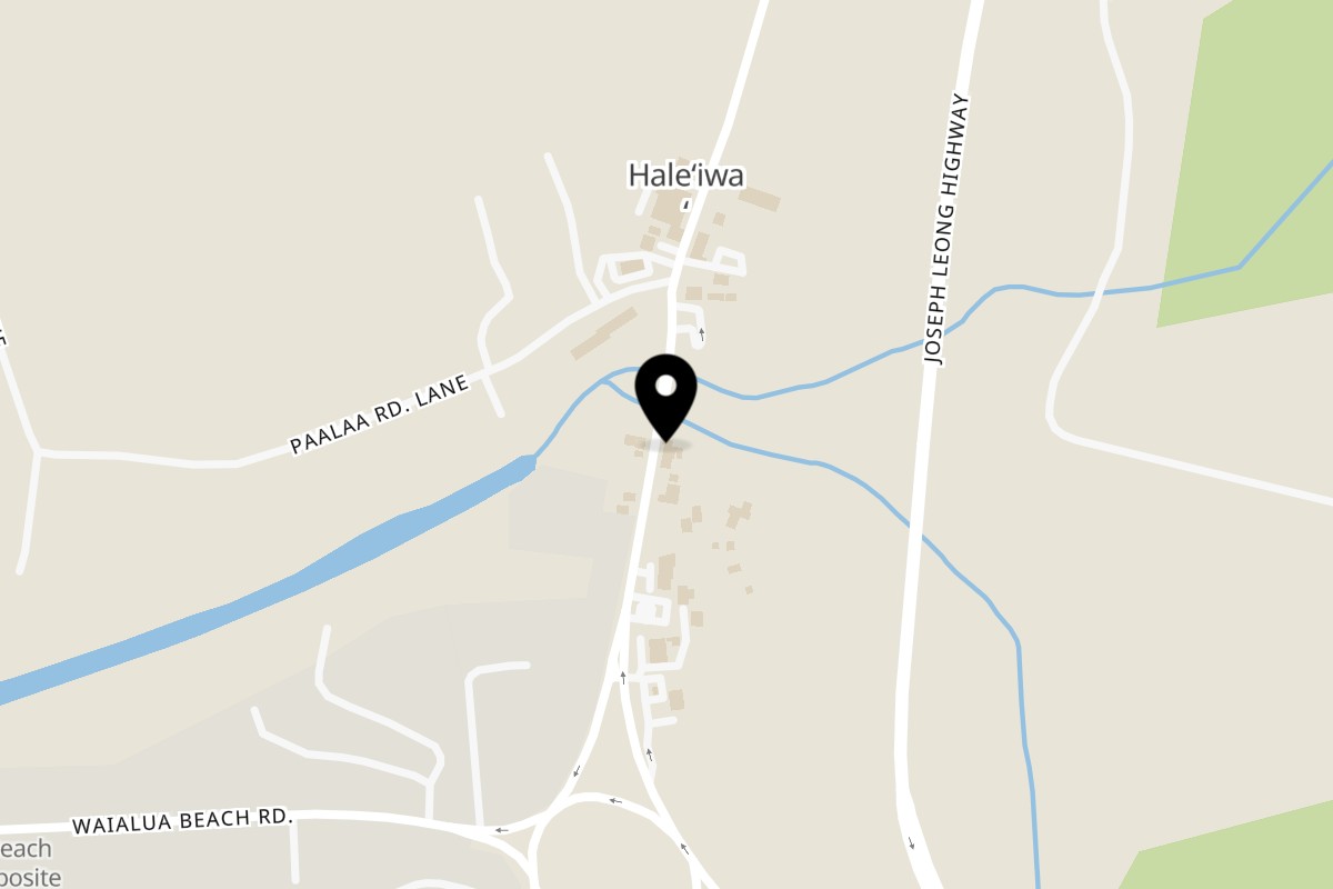Map showing the location of HI Pie Bakery + Cafe on 66-526 Kamehameha Hwy in Haleiwa